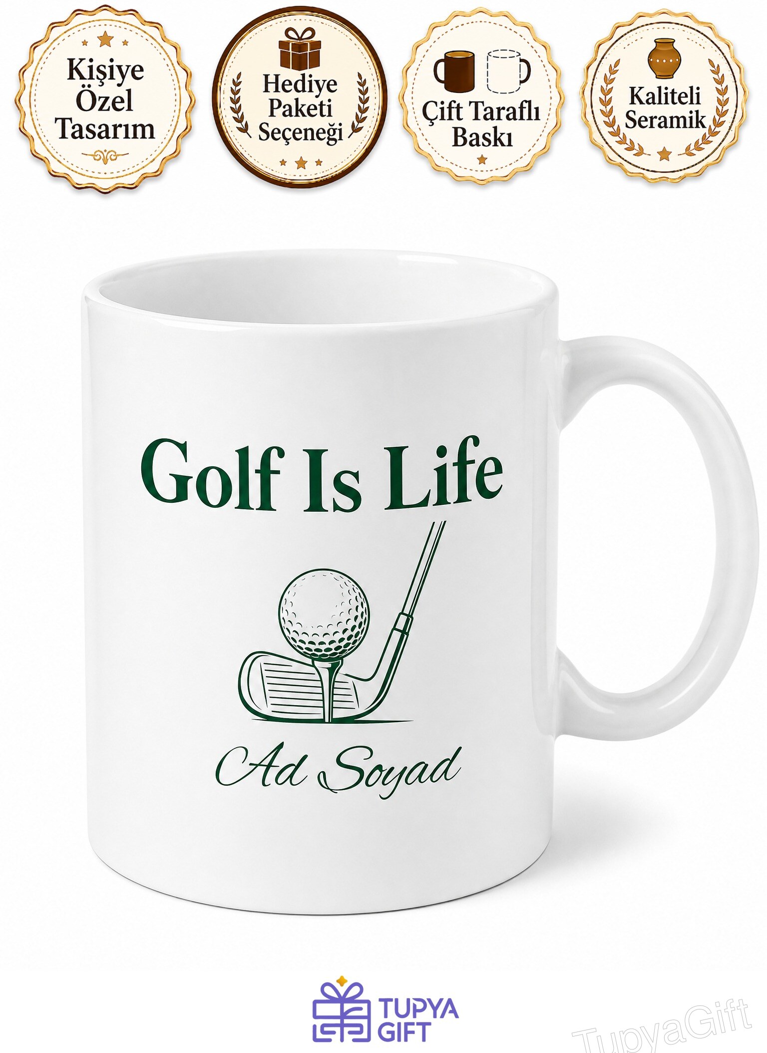 Golf Is Life Yazılı Kupa Bardak Golf Hayattır Diyenlere İngilizce Hediye
