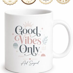 Good Vibes Only Yazılı Motivasyon Temalı Şık Seramik Kupa Bardak Hediye