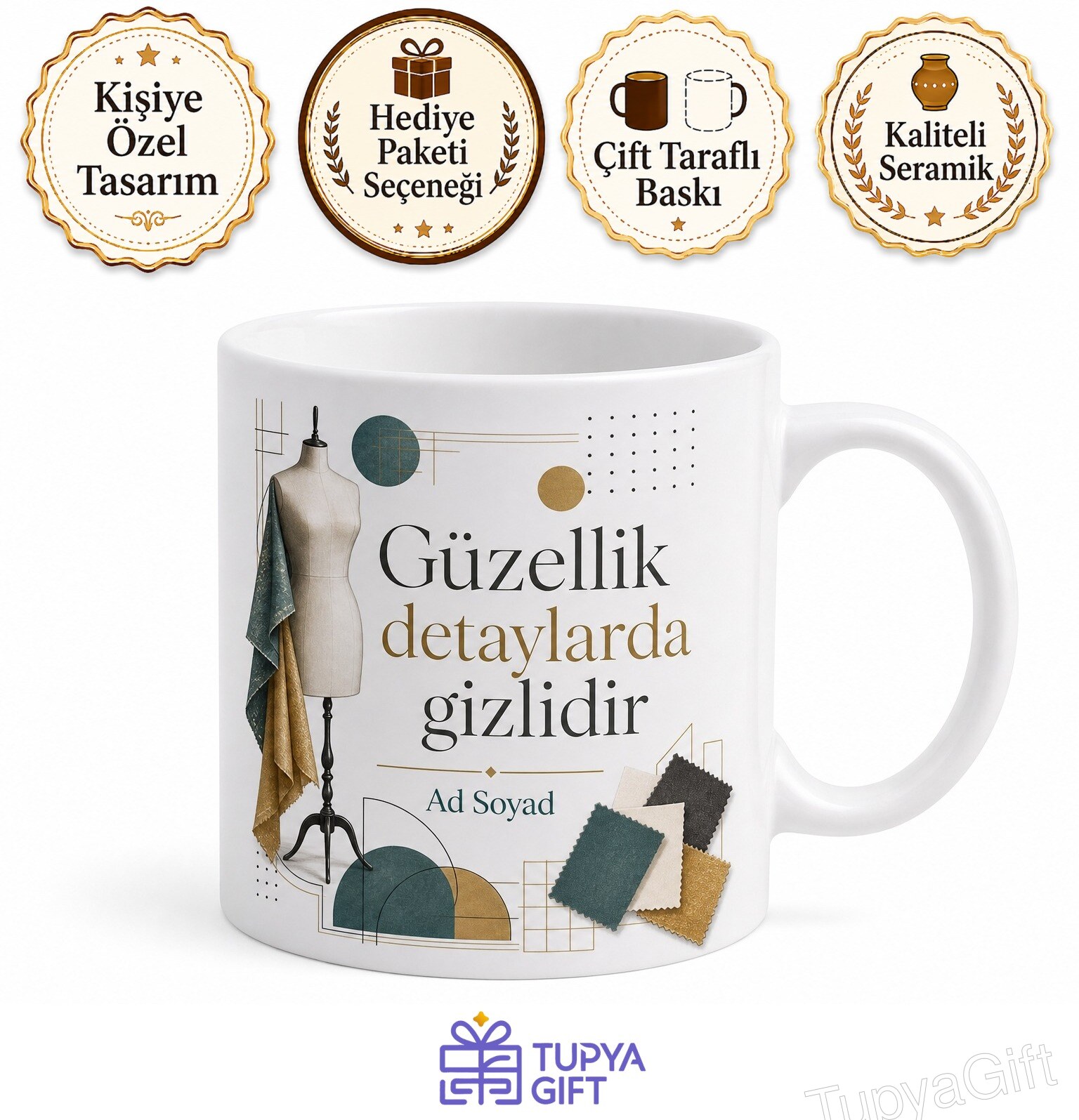 Görsel Düzenleyici Mağaza Vitrin Sanatçısı Çay Kupası Özel Tasarım Hediye Bardak