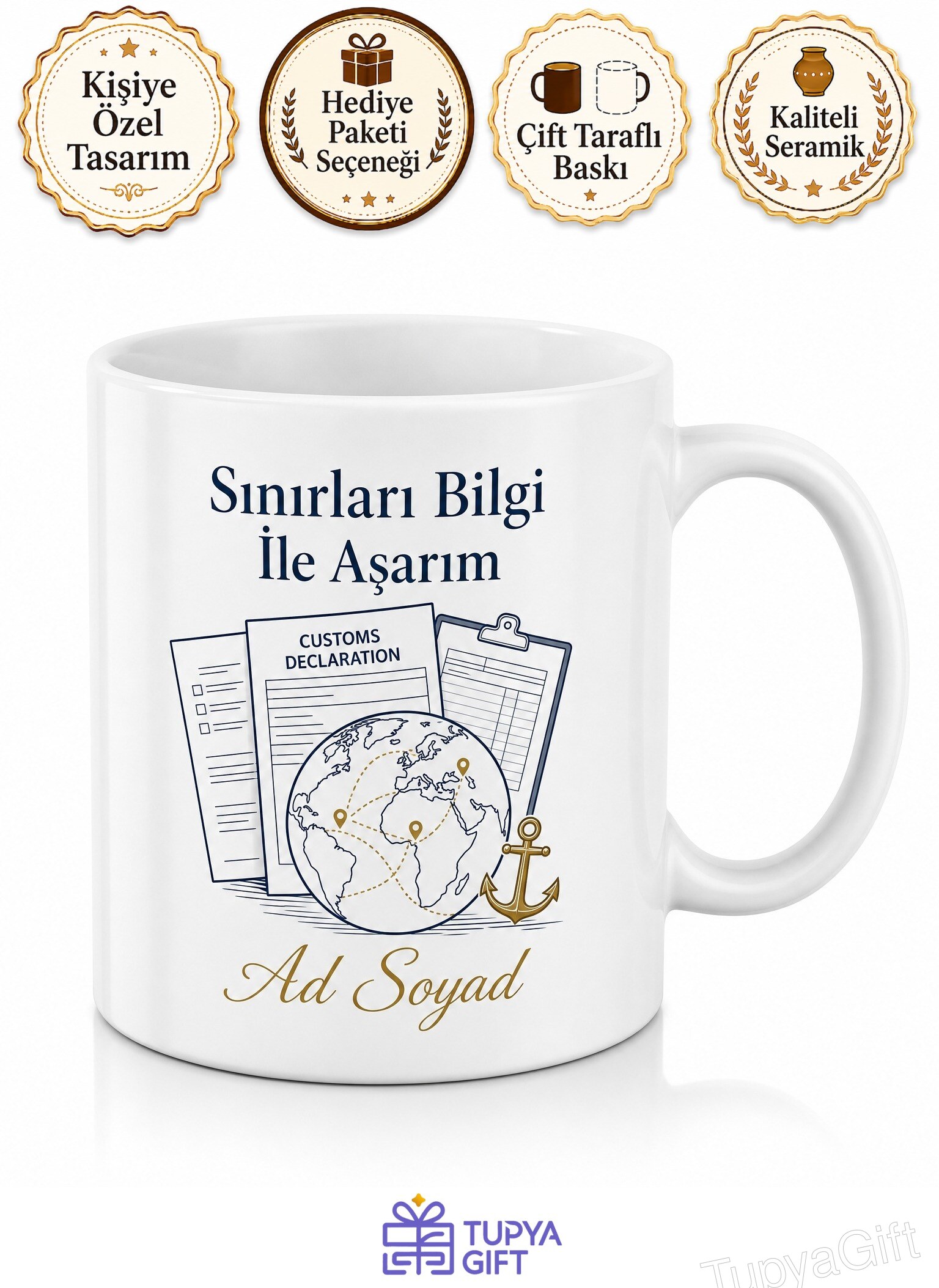 Gümrük Müşaviri İthalat İhracat Belgeleri Uzmanı İsme Özel Kupa Bardak Hediye
