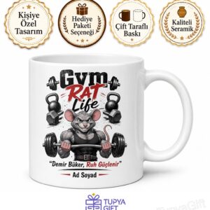 Gym Rat Life Yazılı Spor Salonu Faresi Hayatı İngilizce Kupa Bardak Hediye