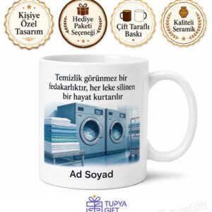 Hastane Çamaşırhane Sorumlusu Temalı Baskılı Porselen Kupa Bardak Hediye