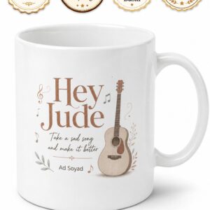 Hey Jude Baskılı İngilizce Kupa Bardak Müzik Temalı Hediye