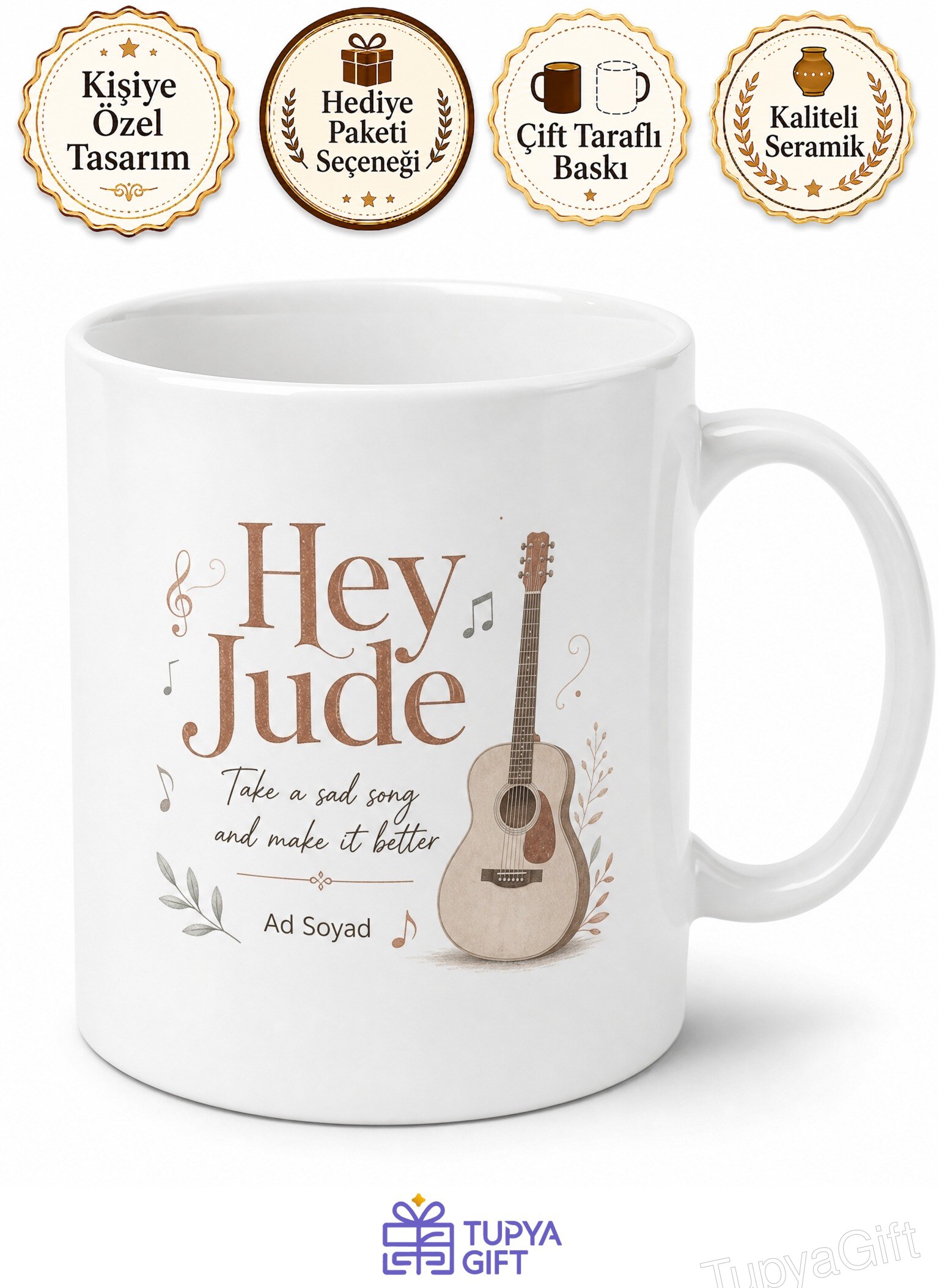 Hey Jude Baskılı İngilizce Kupa Bardak Müzik Temalı Hediye