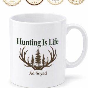 Hunting Is Life Yazılı Avcılık Temalı İngilizce Baskılı Porselen Kupa Bardak Hediye