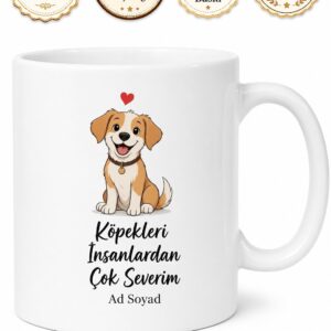 I Prefer Dogs Over People Temalı Köpek Severlere Özel Baskılı Porselen Kupa Bardak Hediye
