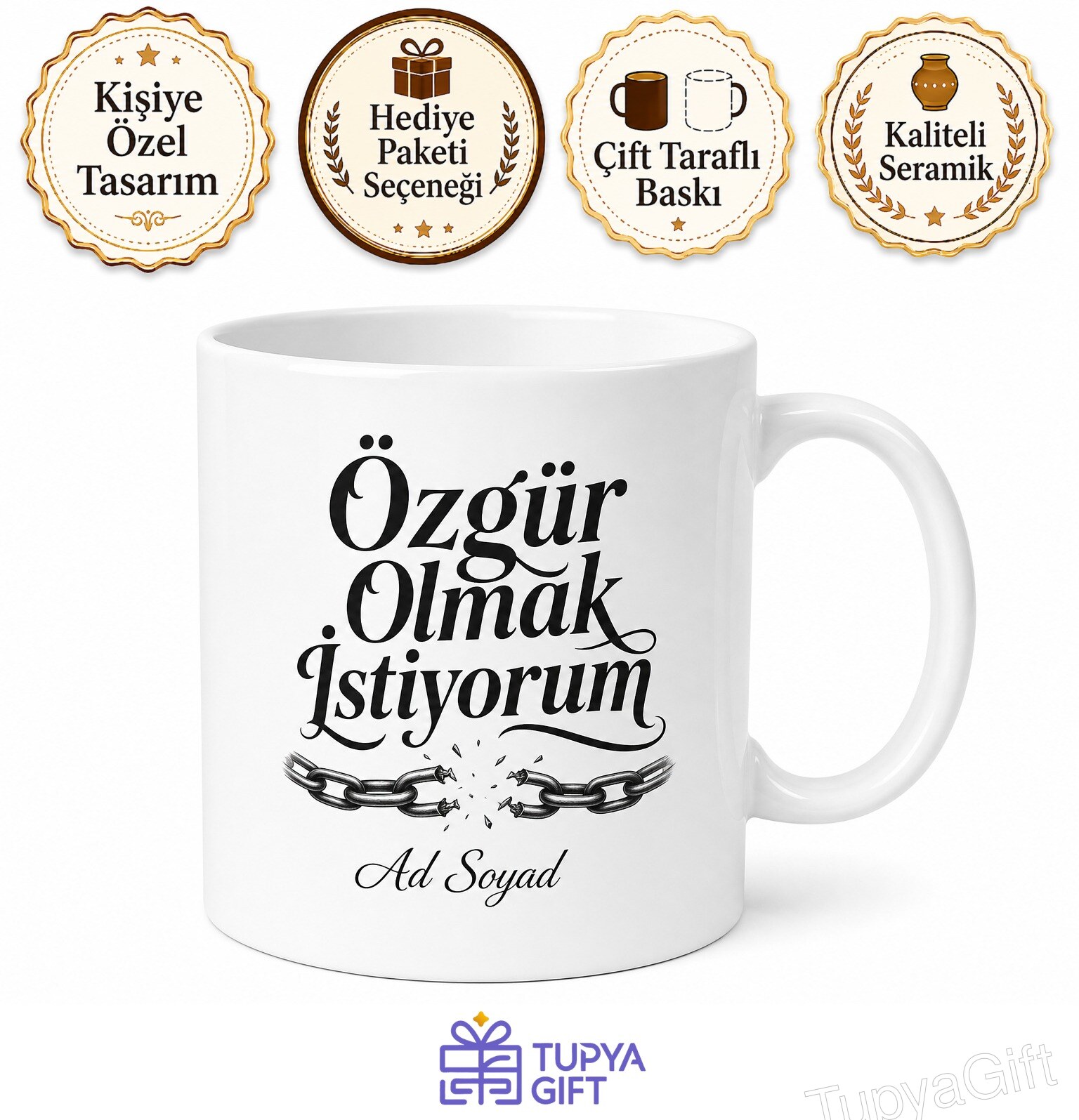 I Want To Break Free Yazılı Özgür Olmak İstiyorum İngilizce Kupa Bardak Hediye