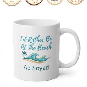 I'd Rather Be At The Beach Yazılı Plajda Olmayı Tercih Ederim İngilizce Kupa Bardak Hediye