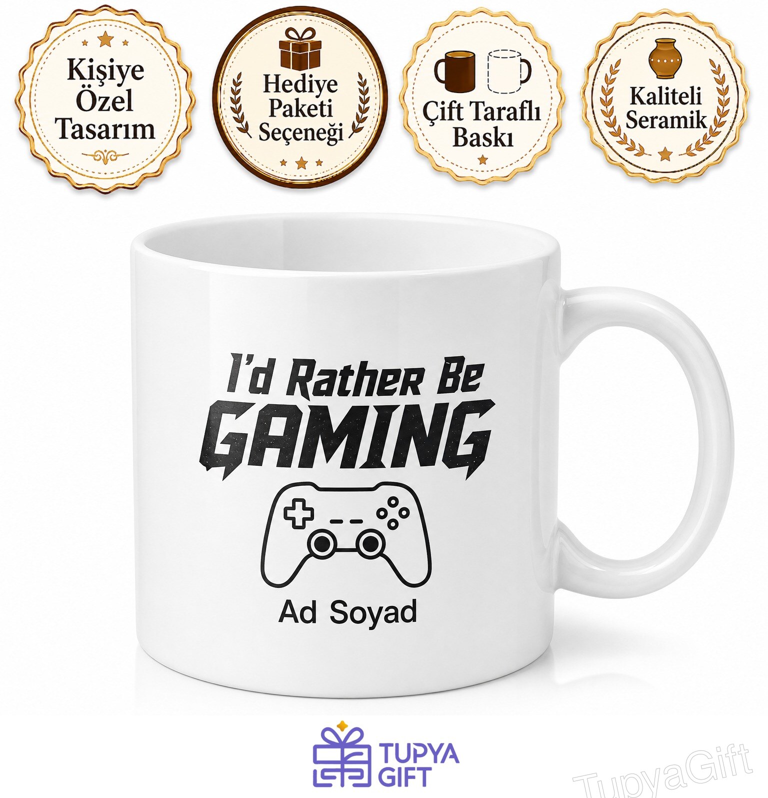 I'd Rather Be Gaming Temalı Oyun Oynamayı Tercih Ederim İngilizce Kahve Kupası Hediye