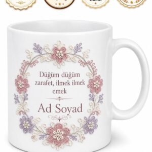 İğne Oyası Ustası Düğüm Düğüm Zarafet Çay Kupası Hediye Bardak