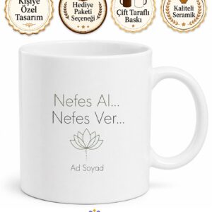 Inhale Exhale Temalı Nefes Egzersizi Minimalist Kupa Bardak Hediye