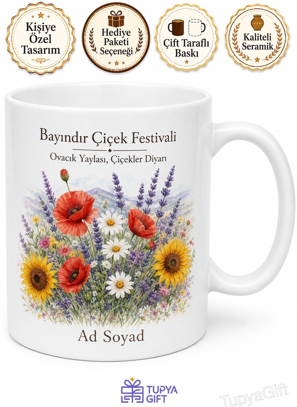 İzmir Bayındır Çiçek Festivali Ergenli Ovacık Yaylası Çiçekler Diyarı Kupa Bardak Hediye