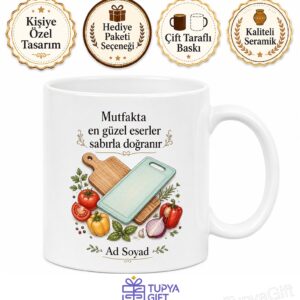 Kesme Tahtası Kullananlara Özel Baskılı Kupa Bardak Hediye Ahşap Plastik Kesme Tahtası Temalı