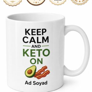 Keto Yazılı İngilizce Kupa Bardak Keto Diyet Temalı Özel Tasarım Hediye
