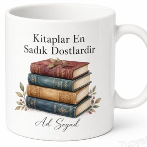 Kitaplar en sadık dostlardır Baskılı Kitaplar Arkadaşlarımdır İngilizce Kupa Bardak Hediye