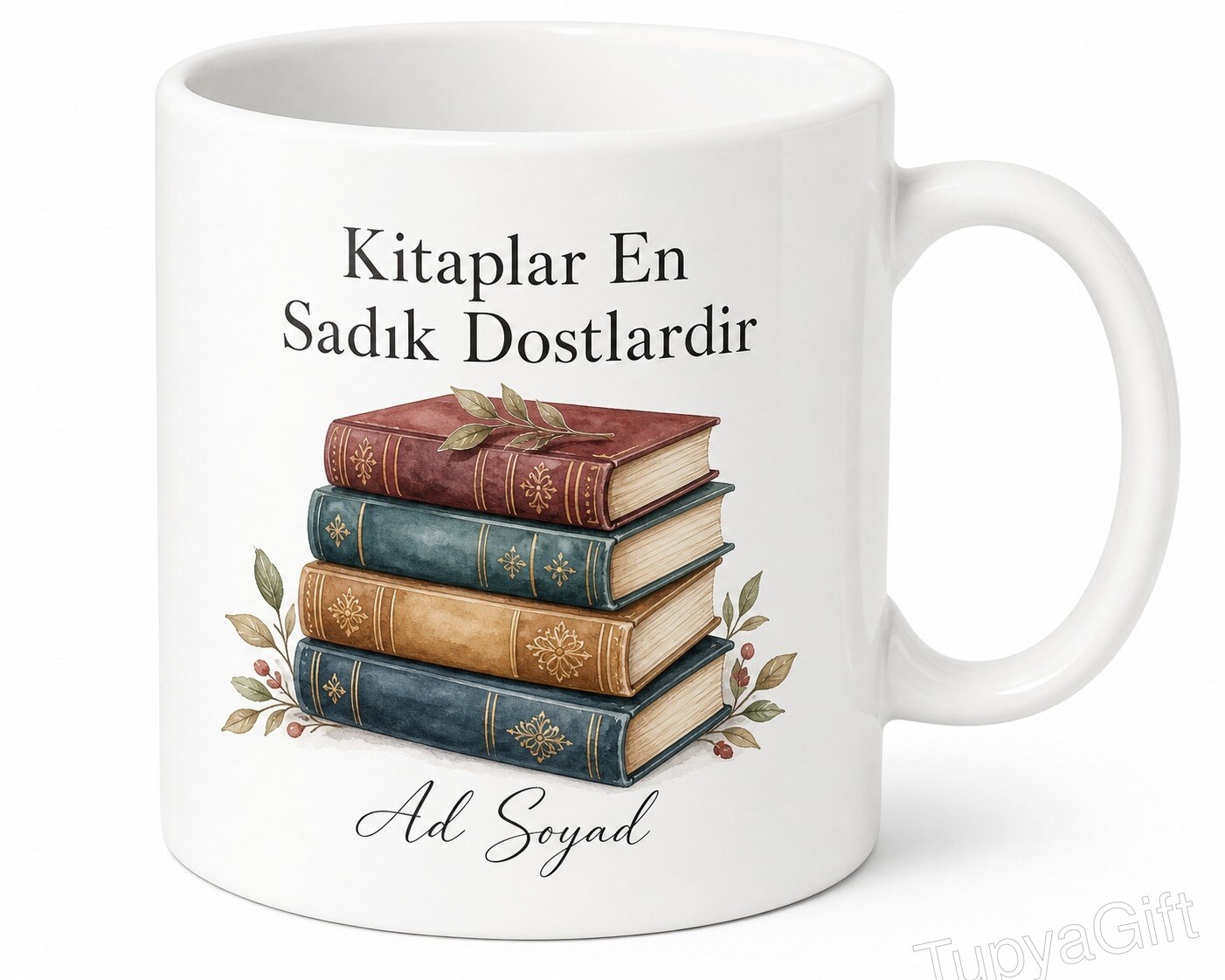 Kitaplar en sadık dostlardır Baskılı Kitaplar Arkadaşlarımdır İngilizce Kupa Bardak Hediye