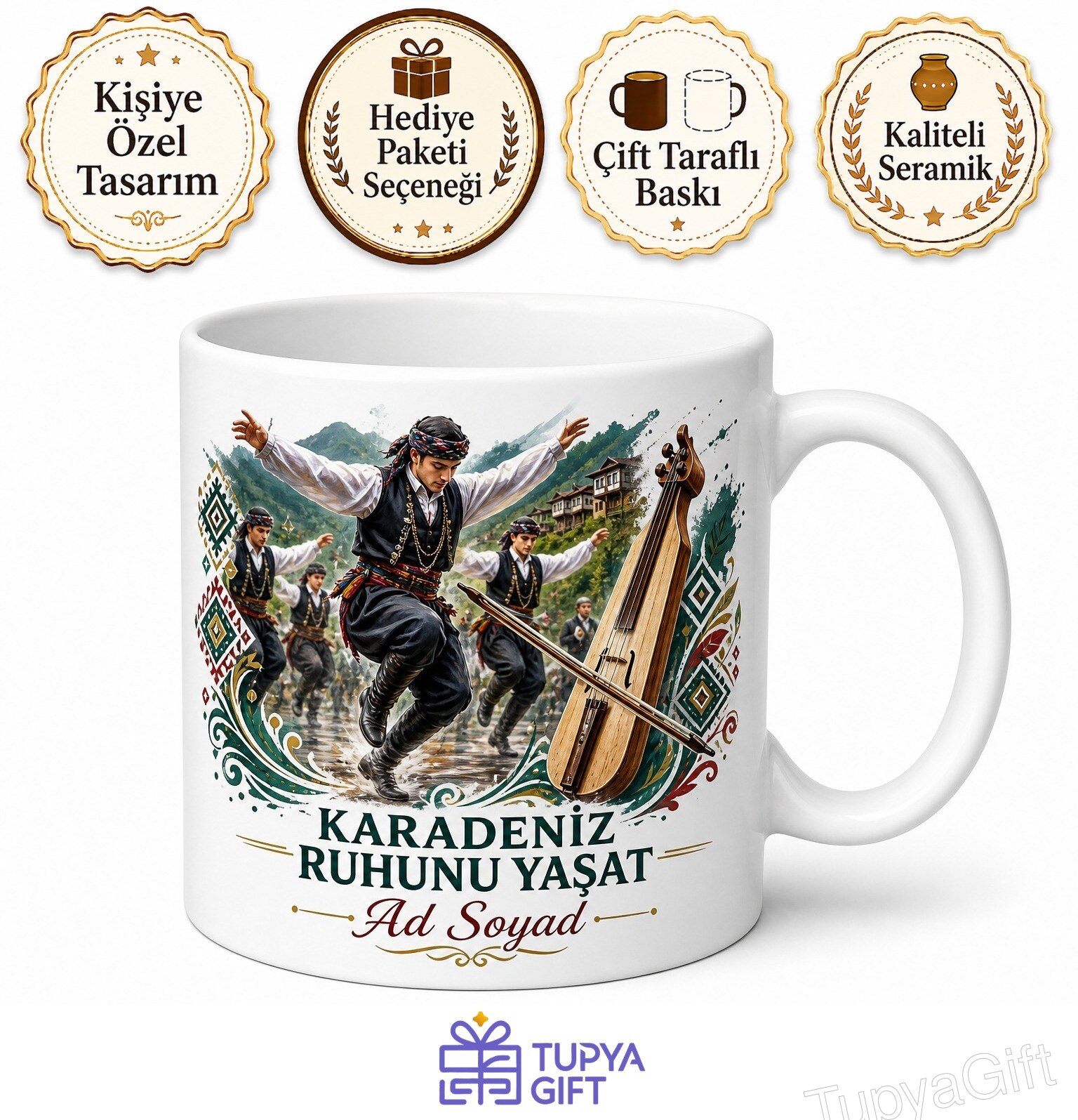 Kolbastı Oynayan Trabzon Gençleri Kemençe Karadeniz Kupası Bardak Hediye