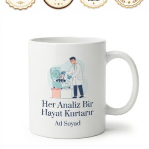 Laborant Santrifüj Temalı Kupa Bardak Laboratuvar Hediye Porselen Kahve Kupası