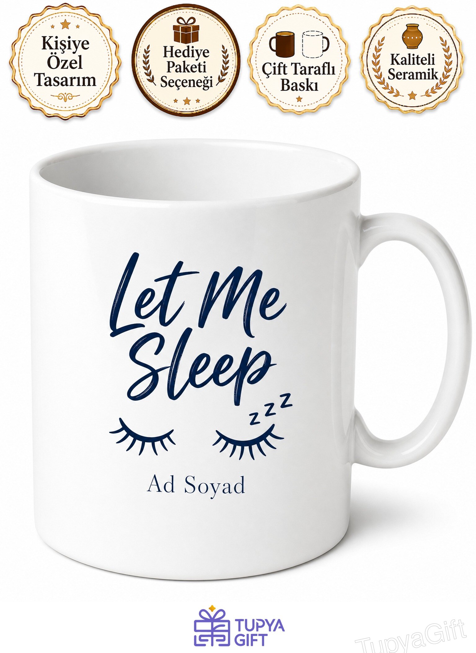 Let Me Sleep Temalı Bırakın Uyuyayım Diyenlere İngilizce Kupa Bardak Hediye