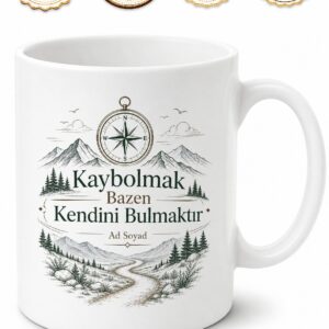 Let's Get Lost Temalı Kaybolalım İngilizce Çay Kupası Hediye Baskılı Kupa Bardak