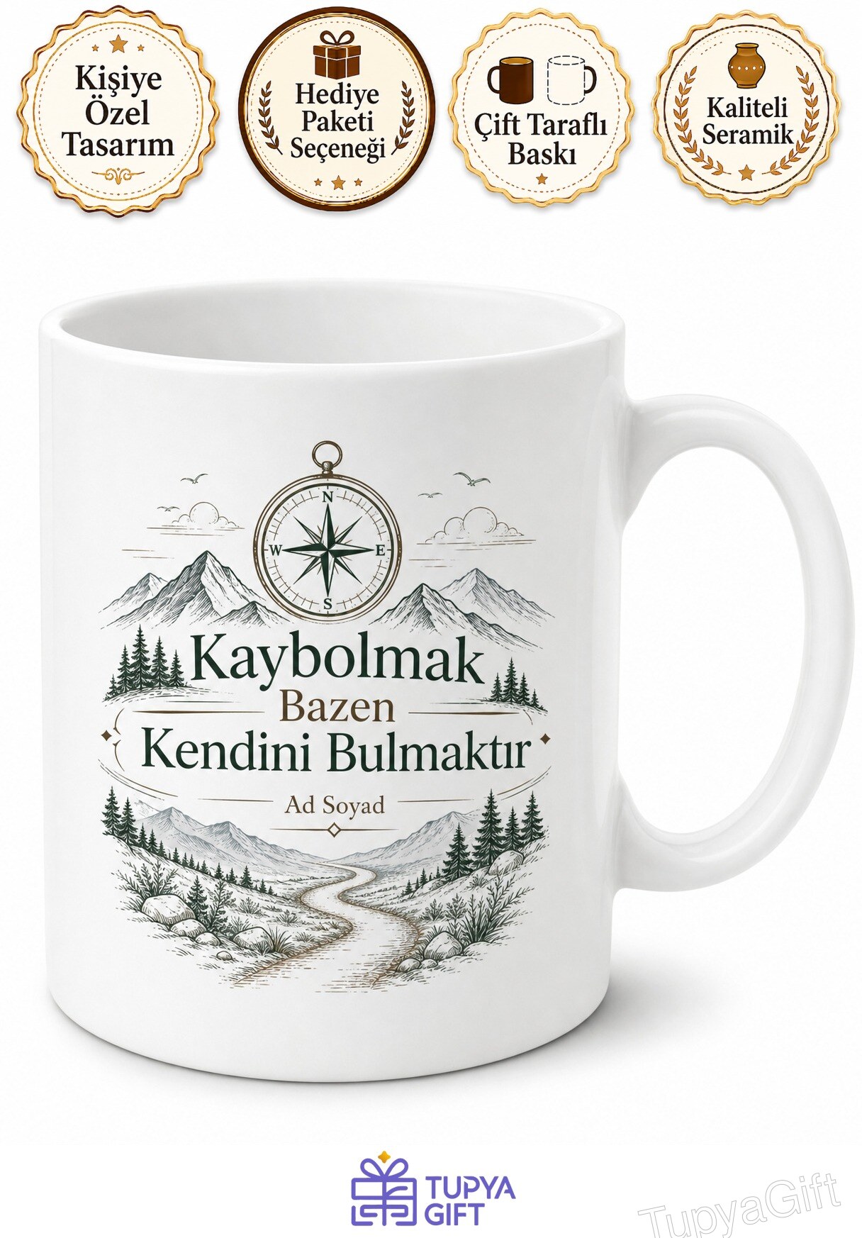 Let's Get Lost Temalı Kaybolalım İngilizce Çay Kupası Hediye Baskılı Kupa Bardak