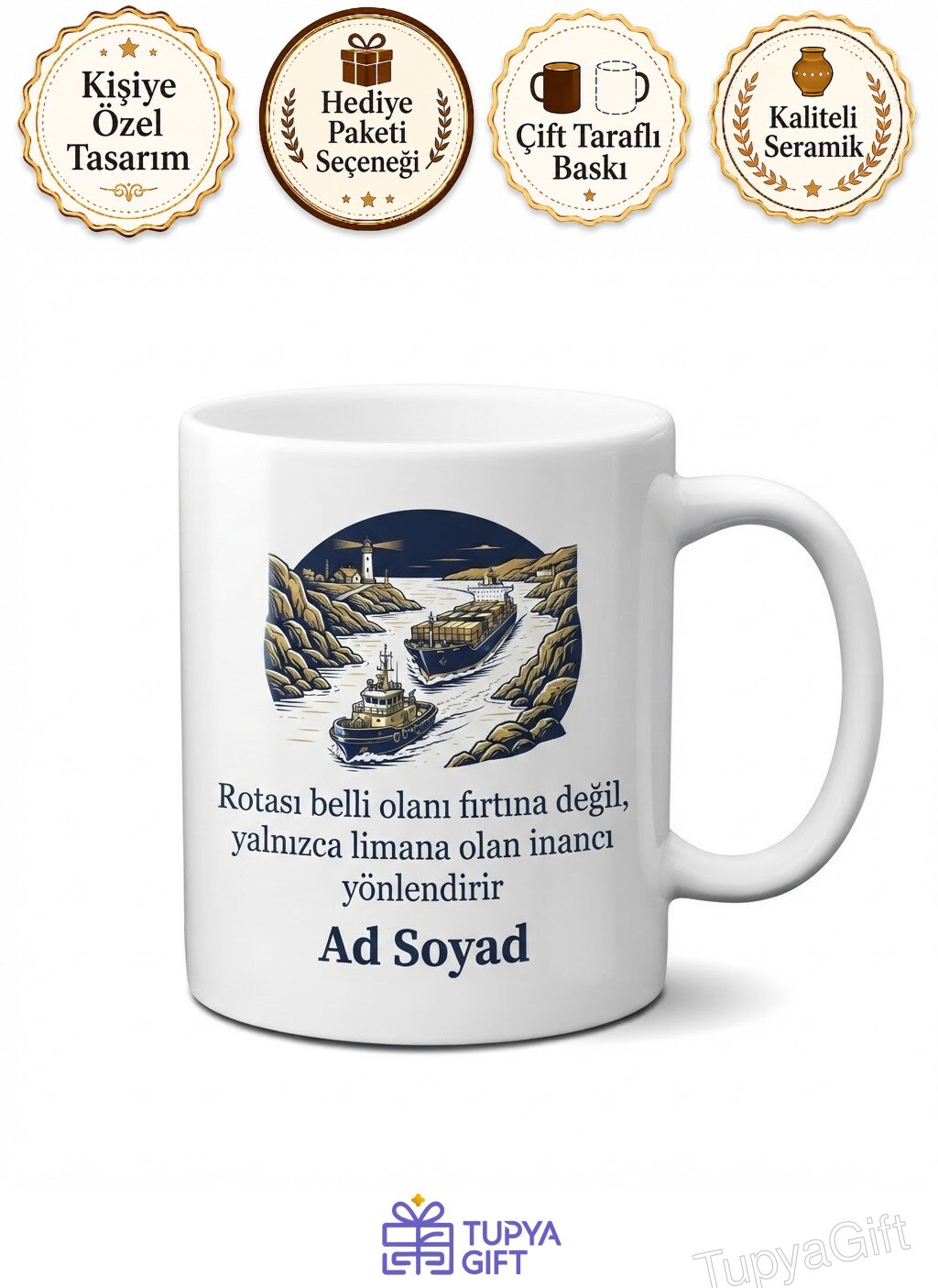 Liman Kılavuz Kaptanı Dev Gemileri Limana Sokup Çıkaran Kaptan Çay Kupası Hediye