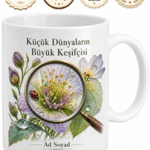 Makro Çekim Böcek Dünyası Çiçek Özü Detay Gözlem Büyüteç Etkisi Baskılı Porselen Kupa Hediye