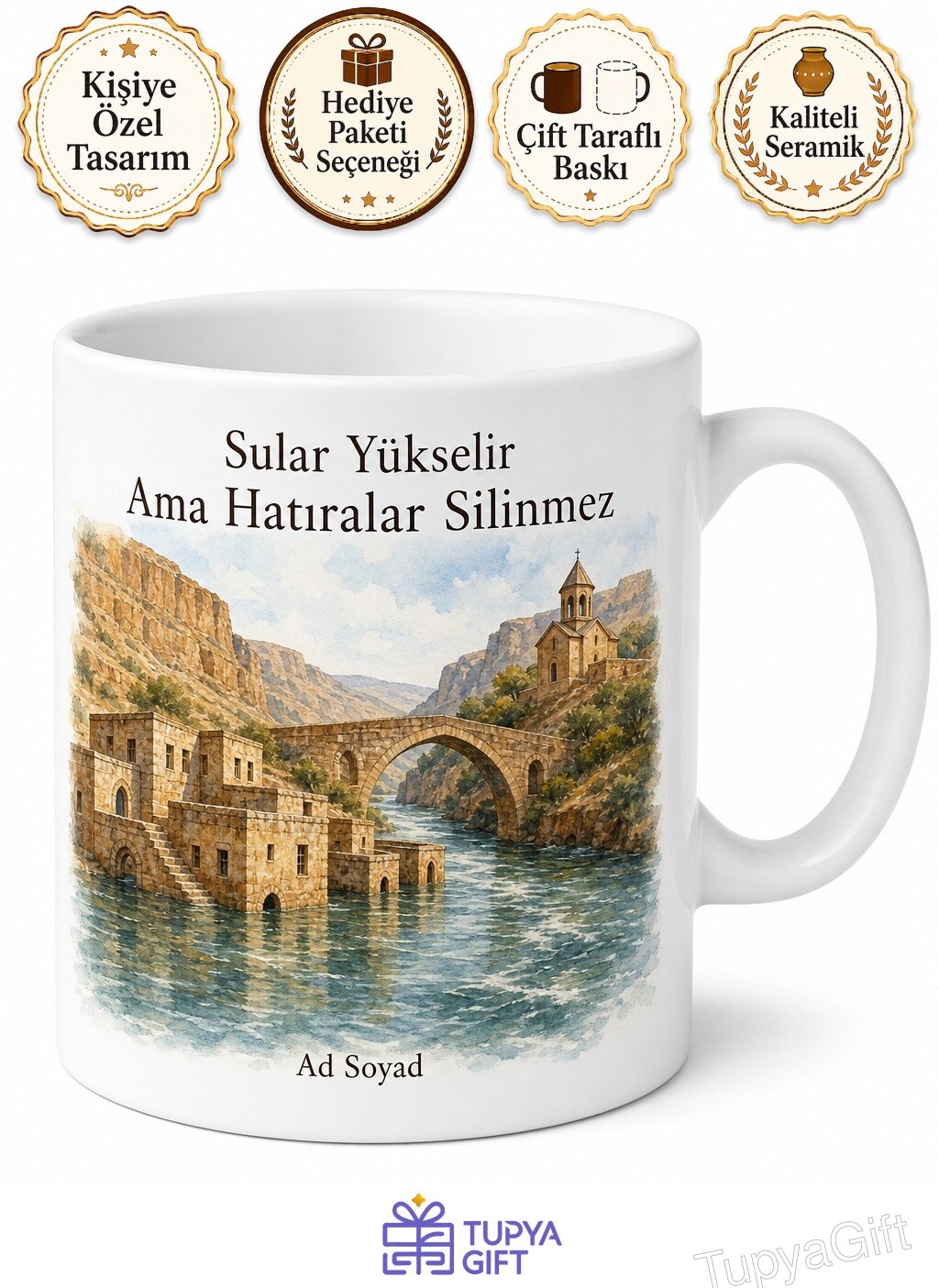 Mardin Dargeçit Ilısu Barajı Dicle Nehri Süryani Köyleri Tarih Ve Su Seramik Kupa Bardak Hediye