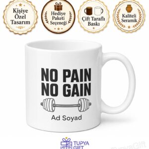 No Pain No Gain Yazılı Spor Hediye Kupa Bardak Fitness Motivasyon