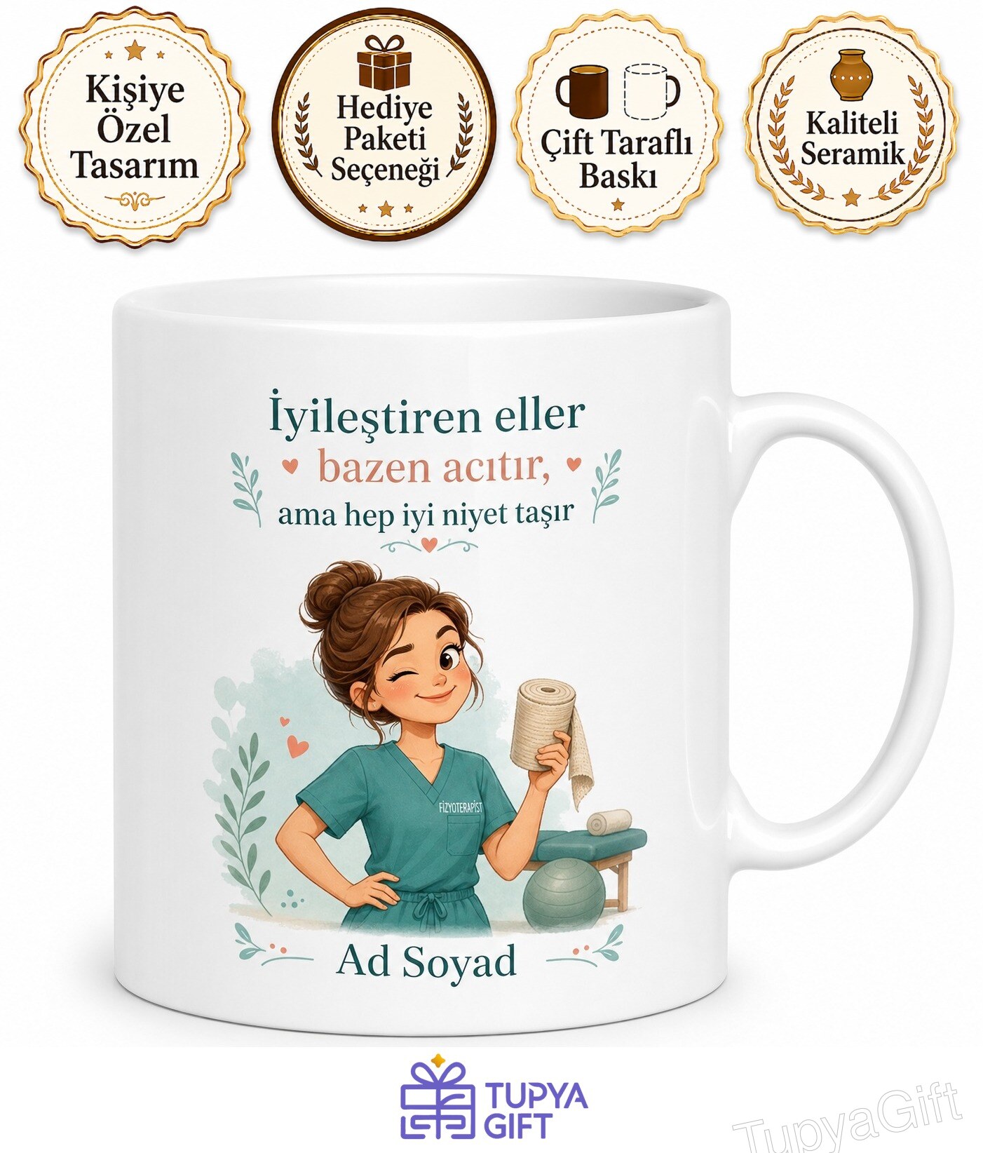 Pansuman Yaparken Can Yakan Sevimli Fizyoterapist İroni Kupa Bardak Hediye