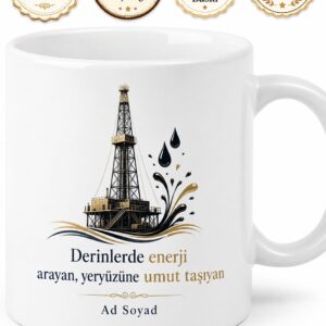 Petrol Mühendisi Sondaj Kuyularının Siyah Altın Çıkarıcısı Çay Kupası Hediye