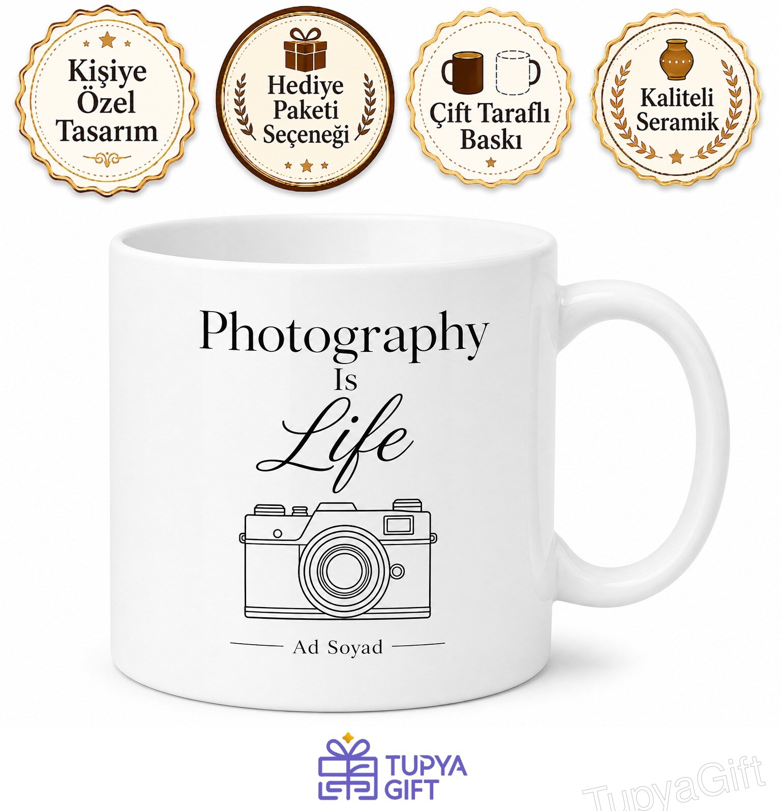 Photography Is Life Temalı Fotoğrafçılık Hayattır İngilizce Kupa Bardak Hediye