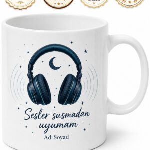 Podcast Dinleyerek Uyumaya Çalışanlara Gece Sohbetleri Kulaklık Kupa Hediye Bardak