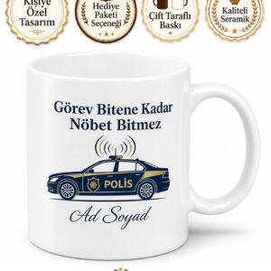Polis Aracı Sürücüsü Devriye Asayiş Telsiz Emniyet Teşkilatı Kupa Bardak Hediye