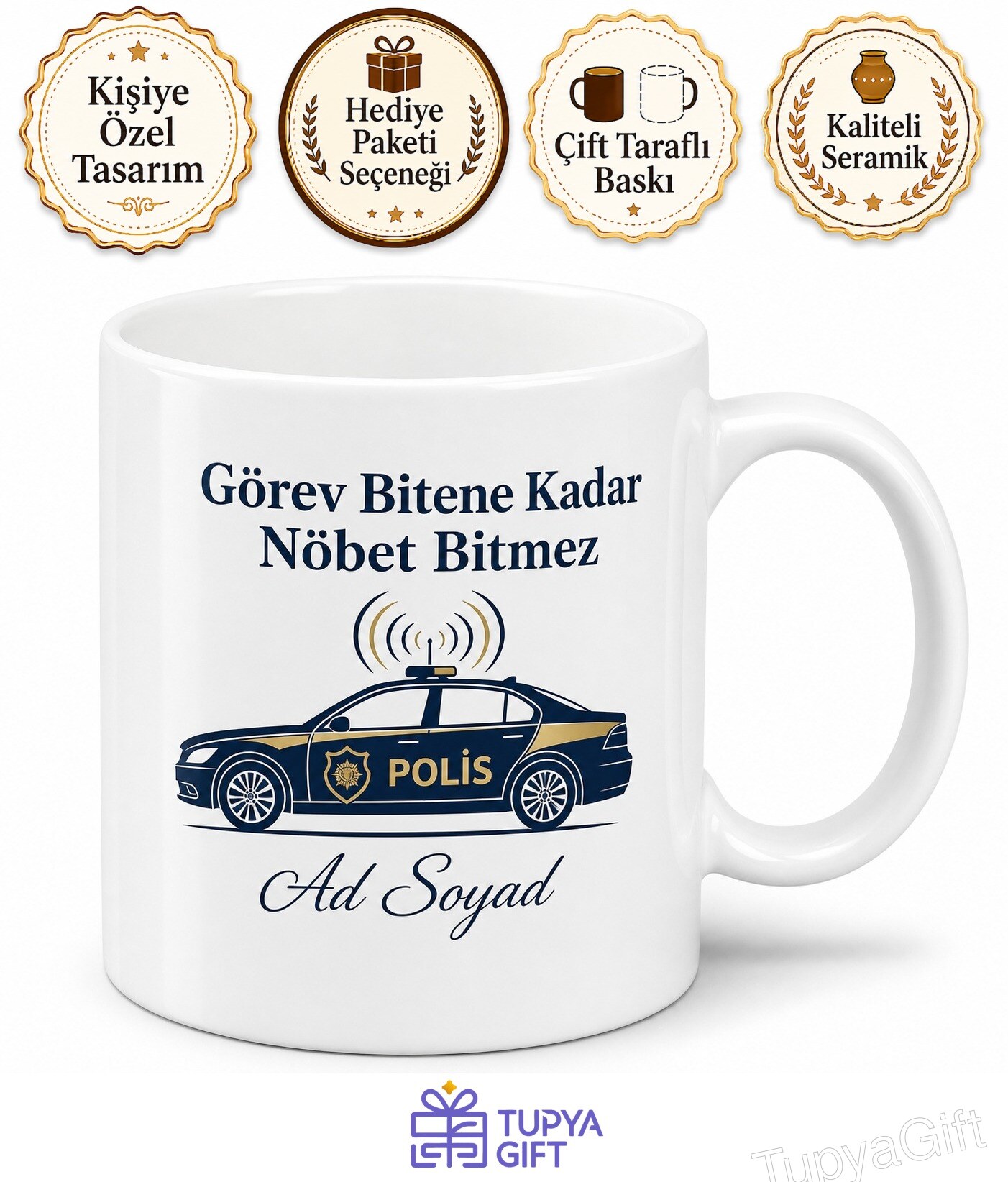 Polis Aracı Sürücüsü Devriye Asayiş Telsiz Emniyet Teşkilatı Kupa Bardak Hediye