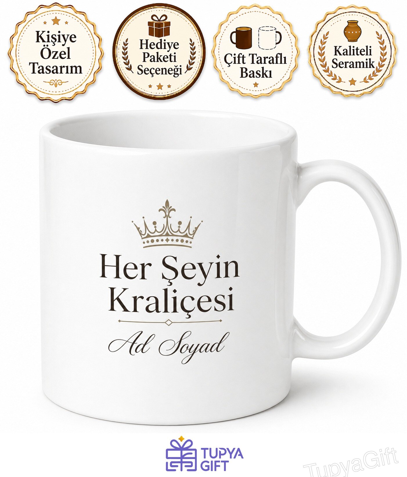 Queen Of Everything Yazılı Her Şeyin Kraliçesi İngilizce Kahve Kupası Hediye