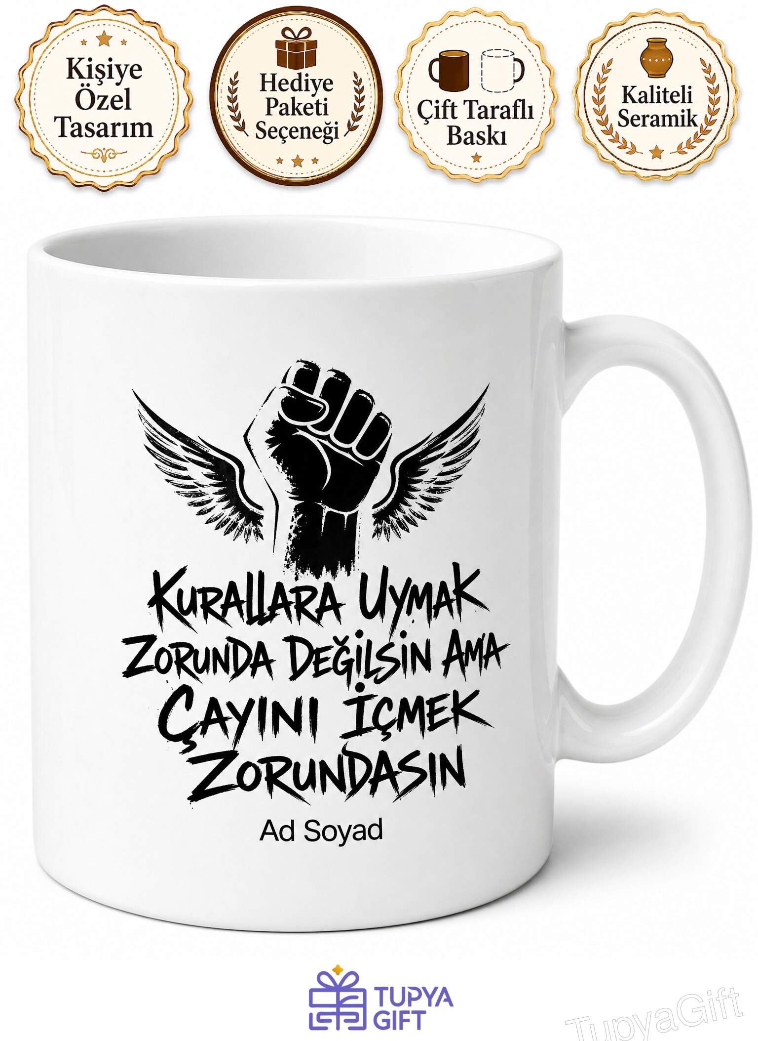 Rebel Temalı Asi Ve Özgür Ruhlara Özel Esprili Çay Kupası Hediye Bardak