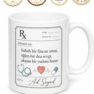 Reçete Tasarımlı Sağlık Çalışanından Şifa Veren Geçmiş Olsun Çay Kupası Hediye