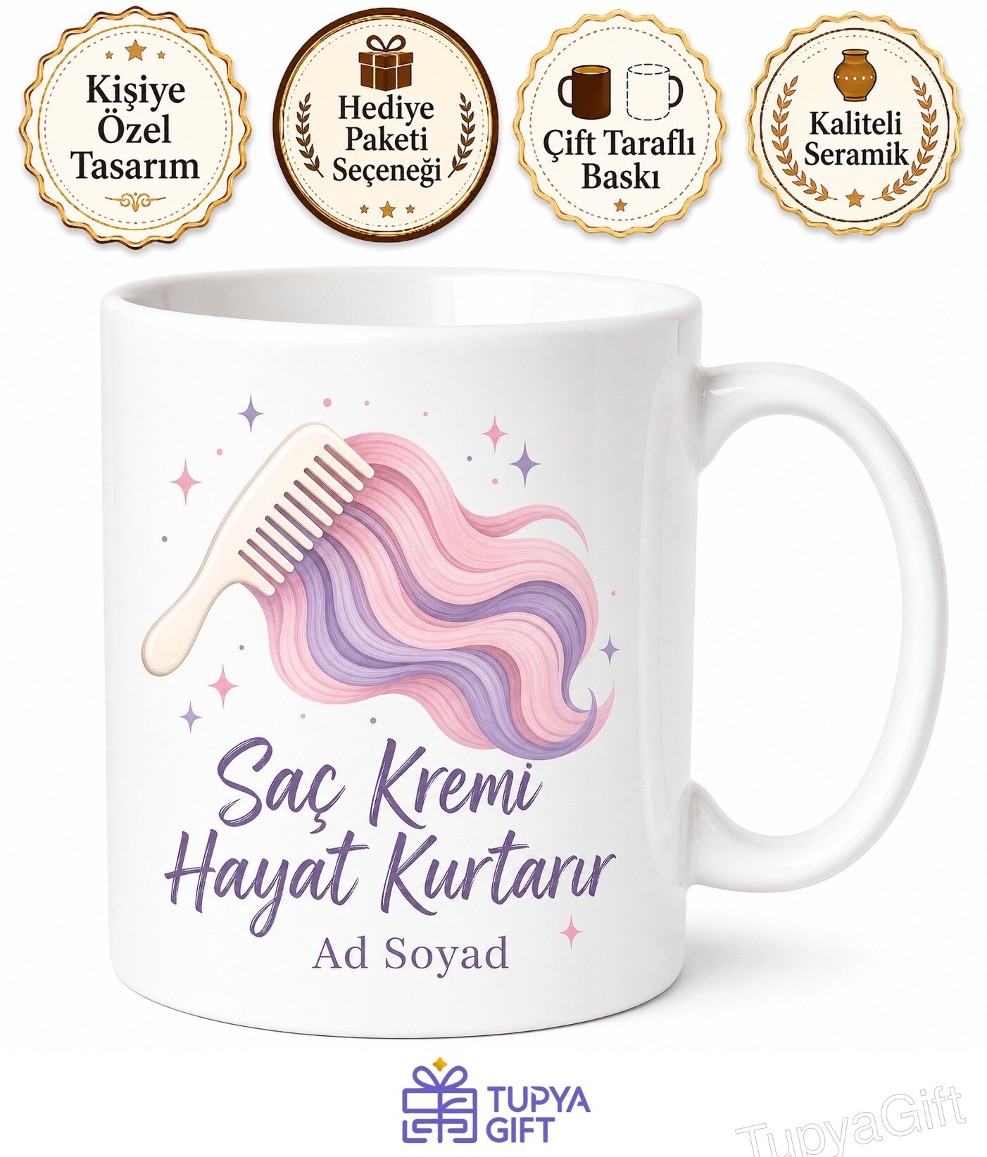 Saç Kremi Kullananlara Yumuşak Saçlar Kolay Tarama Yıpranmış Saçlar Kupa Bardak Hediye