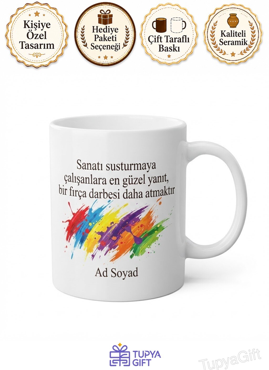 Sanat Sansürüne Karşı Duranlara Özgür Fırçalar Sınırsız İfade Kupa Bardak Hediye