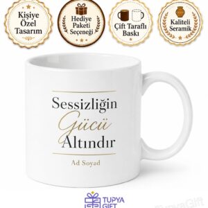 Silence Is Golden Sessizlik Altındır İngilizce Yazılı Kupa Bardak Hediye