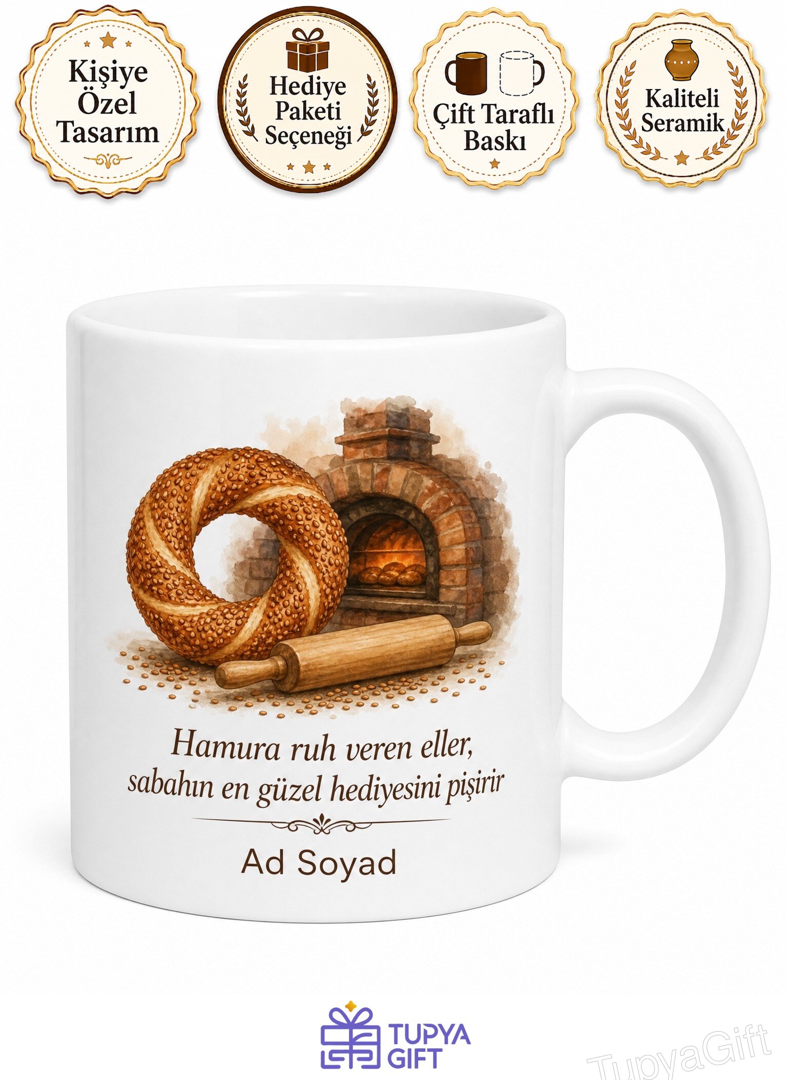 Simit Fırını Pişiricisi Susamlı Çıtır Lezzet Ustası Çay Kupası Hediye Bardak