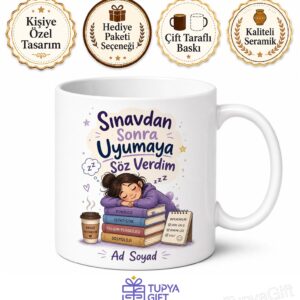 Sınavdan Sonra Uyumaya Söz Verdim Üniversiteli Esprili Kupa Bardak Hediye