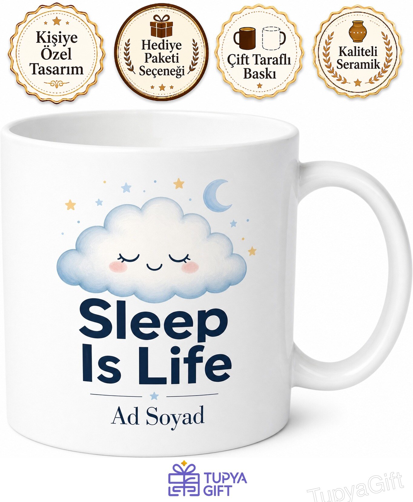 Sleep Is Life Baskılı Uyku Hayattır İngilizce Kahve Kupası Hediye Bardak