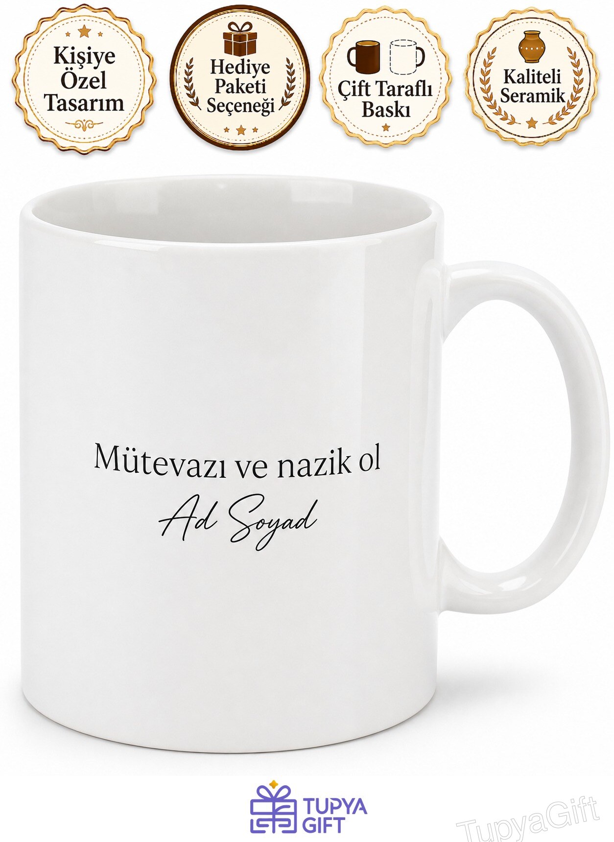 Stay Humble And Kind Temalı Mütevazı Ve Nazik Ol İngilizce Çay Kupası Baskılı Hediye
