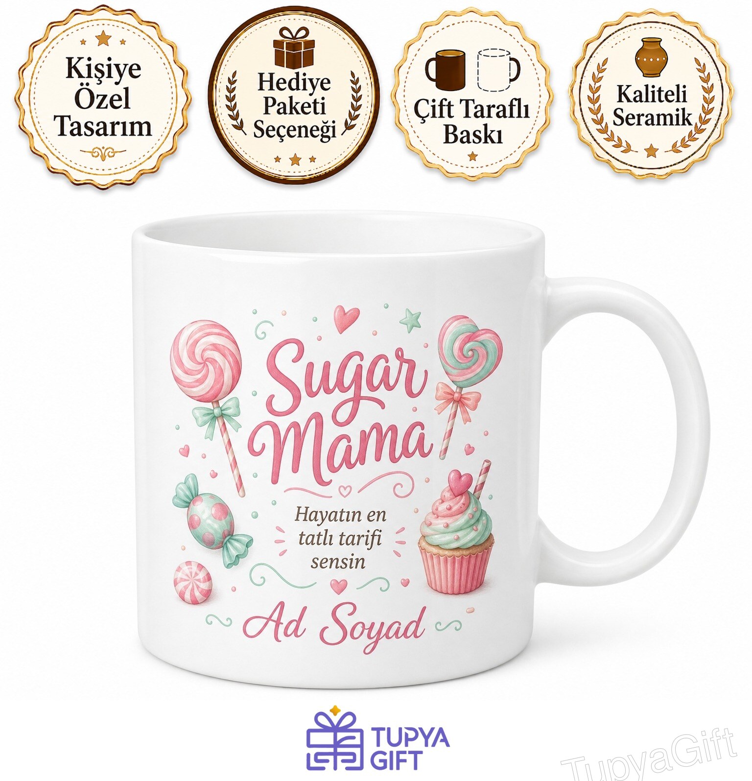 Sugar Mama Temalı Annelere Özel Esprili Kupa Bardak Hediye Baskılı Mug