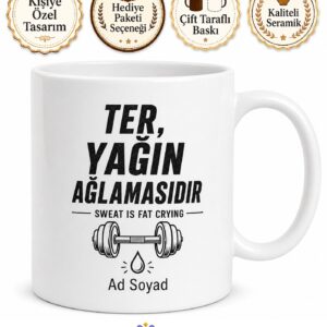 Sweat Is Fat Crying Baskılı Motivasyon Spor Kupası Ter Yağın Ağlamasıdır Hediye Bardak
