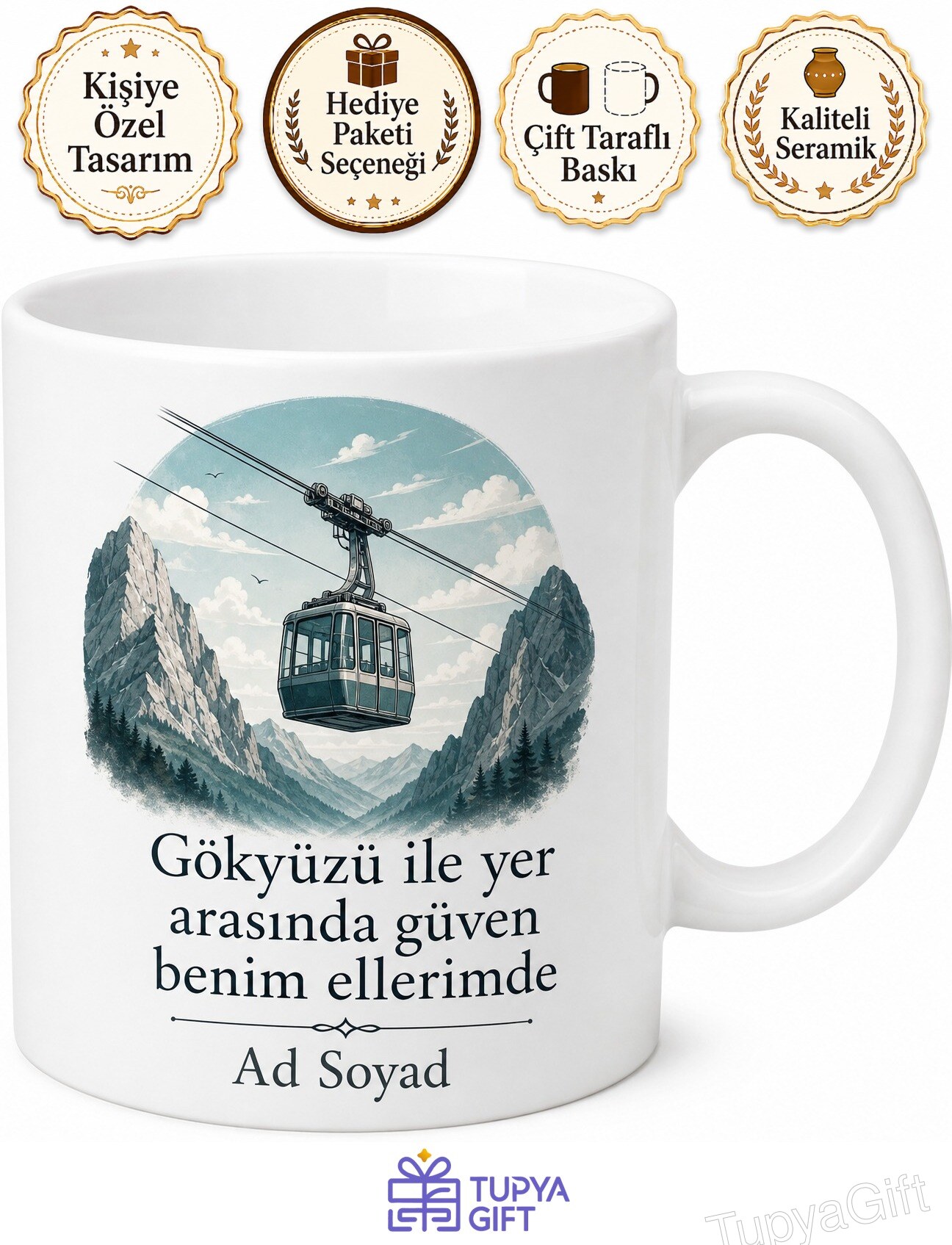 Teleferik Operatörü Gökyüzüne Asılı Ulaşımın Kontrolcüsü Kahve Kupası Hediye