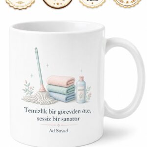 Temizlik Görevlisi Housekeeping Temalı Kahve Kupası Baskılı Kupa Bardak Hediye
