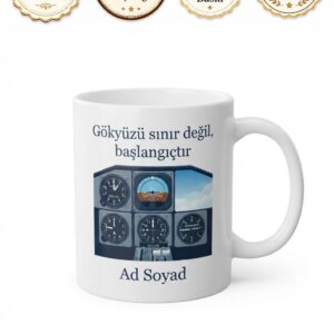 Uçak Pilotu Kokpit Kumandaları Gökyüzü Fatihi Kupa Bardak Pilota Hediye
